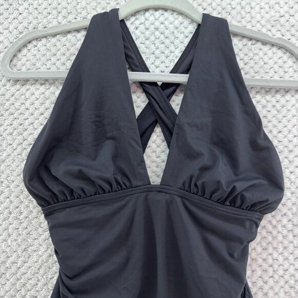 Michael Kors Swimsuit Womens S/M Black Once Piece Plunge V-Neck Cross Back Sexy - Picture 3 of 12